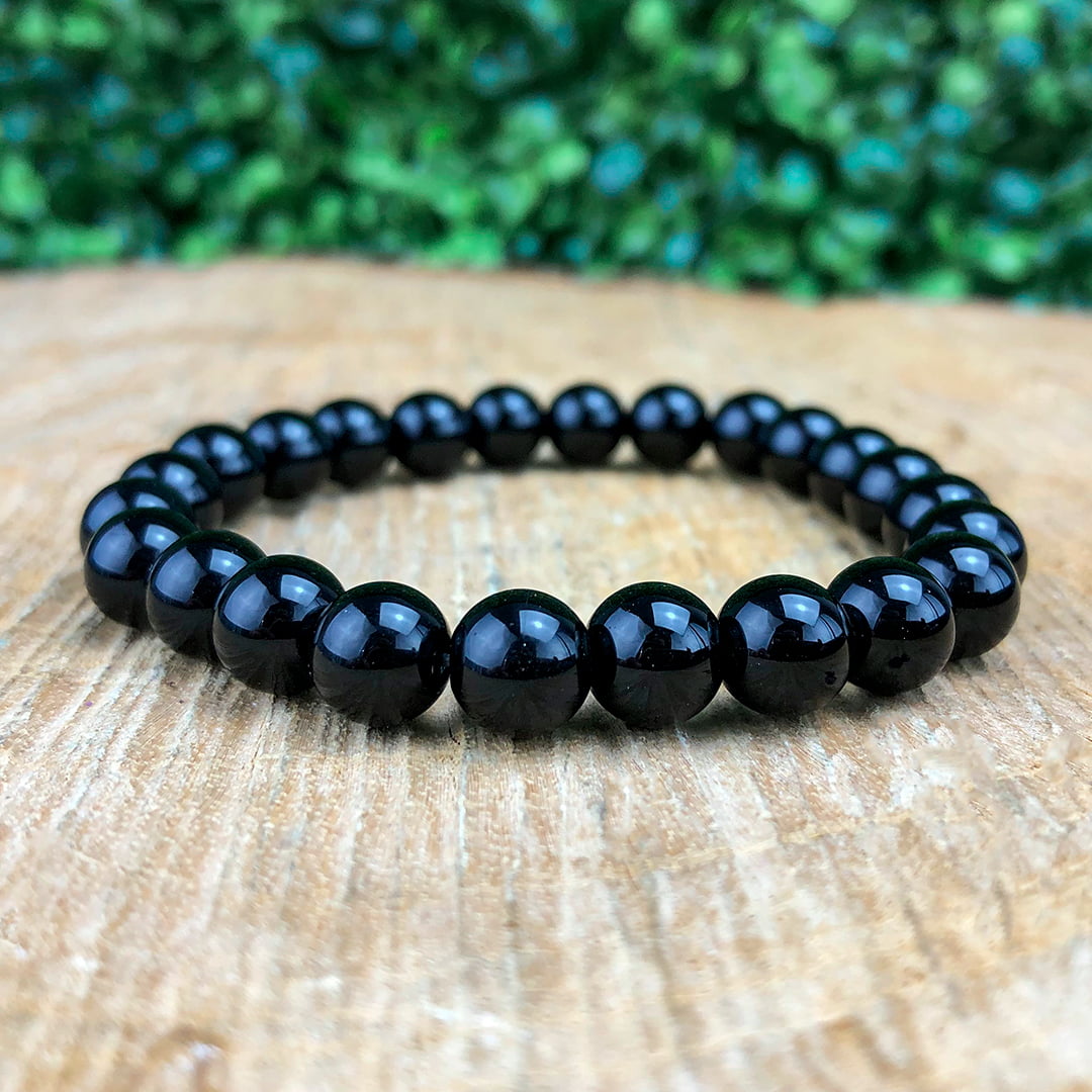 Pulseira Pedra Natural Onix Negra Esferas 6mm