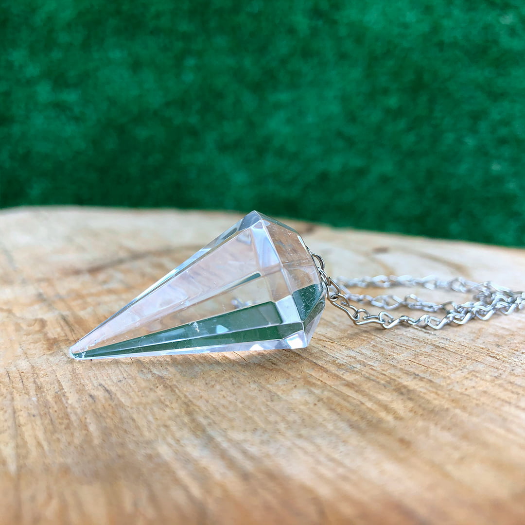 Pêndulo Cristal Quartzo Transparente Prateado 3674