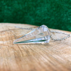  Pêndulo Cristal Quartzo Transparente Prateado 3674